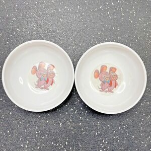 2 Vtg 60s‎ Melmac Pixie & Dixie Cartoon Mice Pictured Plastic Kids Cereal Bowls